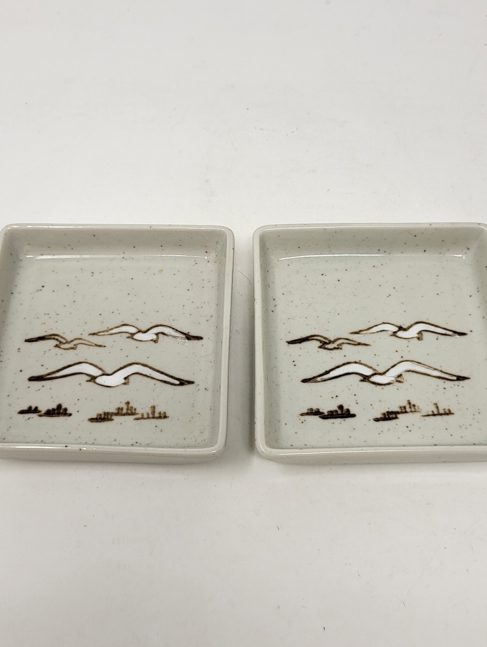 Otagiri Seagull Ceramic Square Coasters set of 2 Speckled Vintage Mid Century